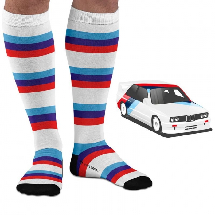 Socken im Design "E30 M-Tech" - Weiß - Knie / Lang